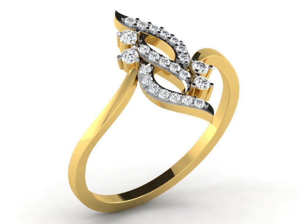 Ring Collection flower with diamonds 3D print model_13