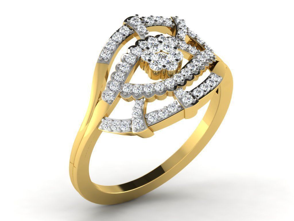 Ring Collection flower with diamonds 3D print model_11