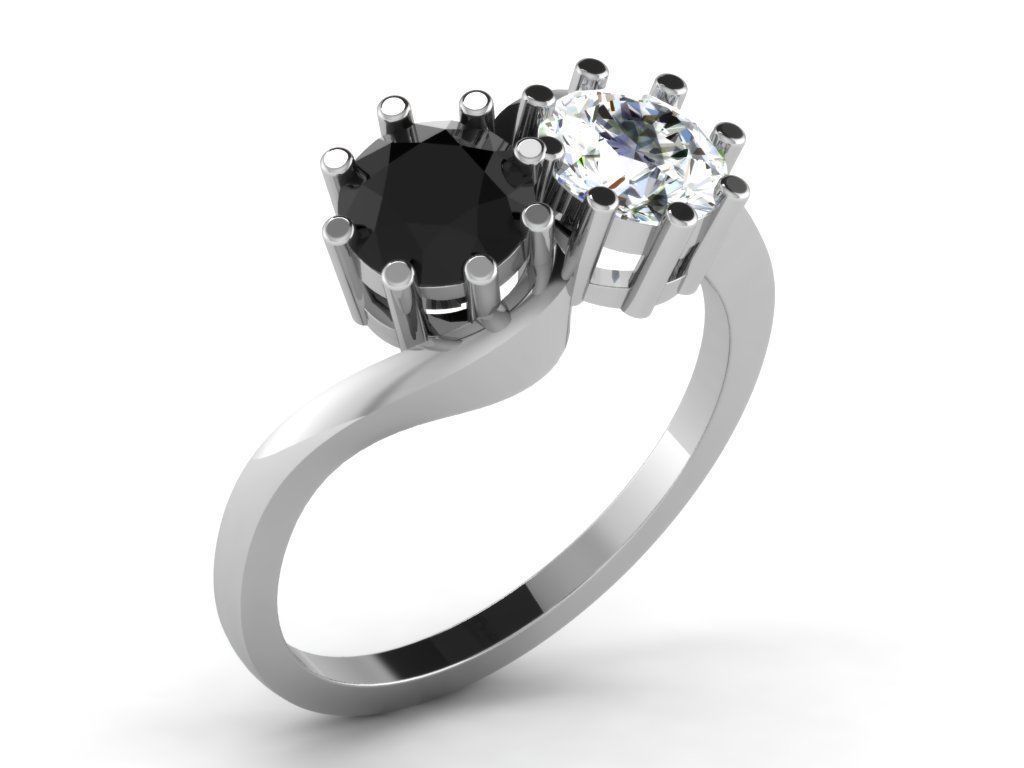 Ring Collection flower with diamonds 3D print model_101