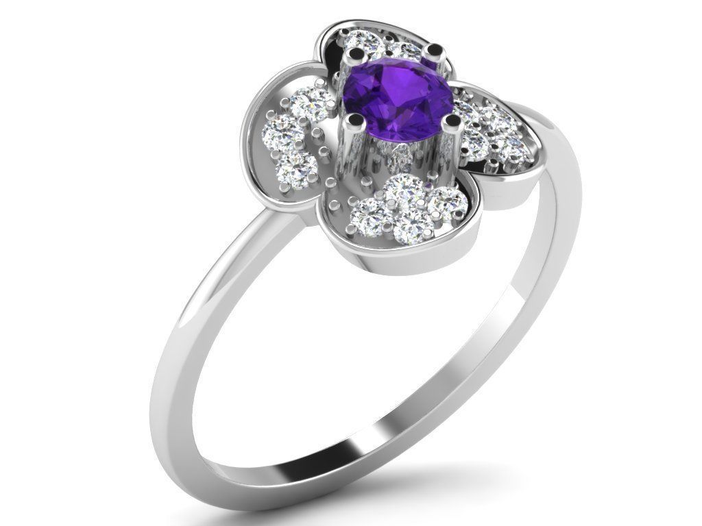 Ring Collection flower with diamonds 3D print model_42