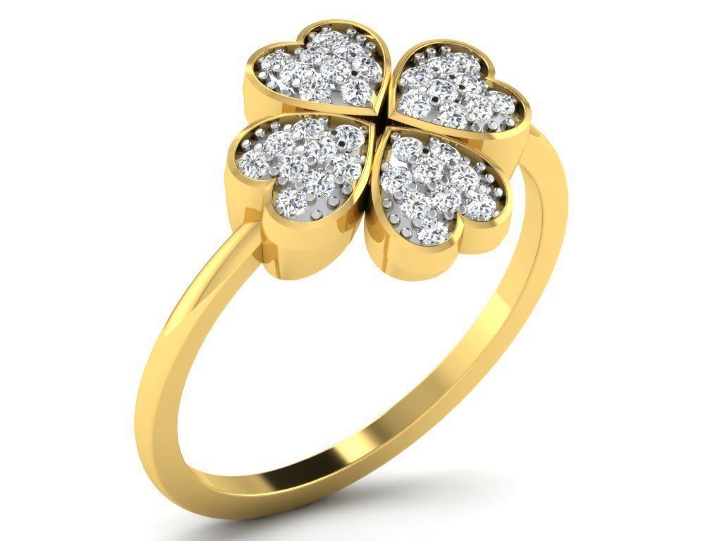 Ring Collection flower with diamonds 3D print model_35