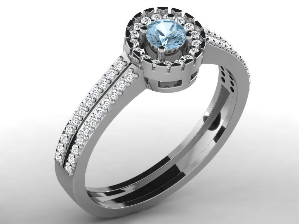 Ring Collection flower with diamonds 3D print model_112