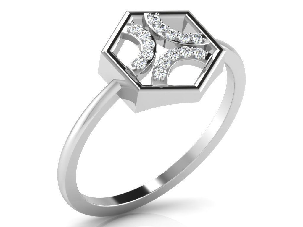 Ring Collection flower with diamonds 3D print model_21
