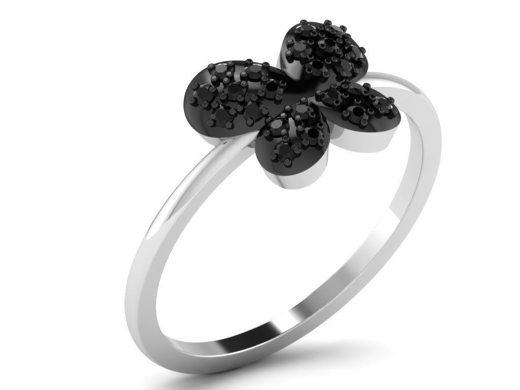 Ring Collection flower with diamonds 3D print model_41