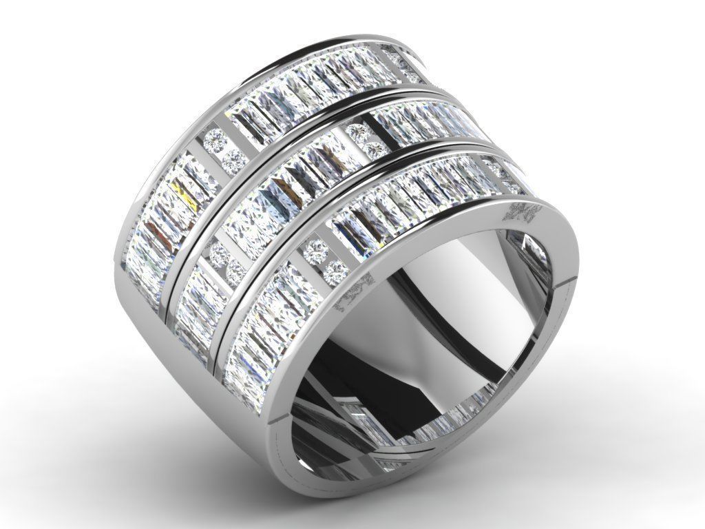 Ring Collection flower with diamonds 3D print model_74