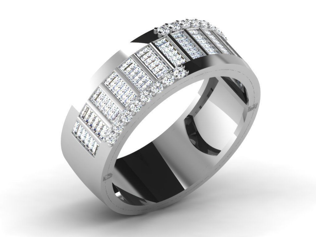 Ring Collection flower with diamonds 3D print model_78