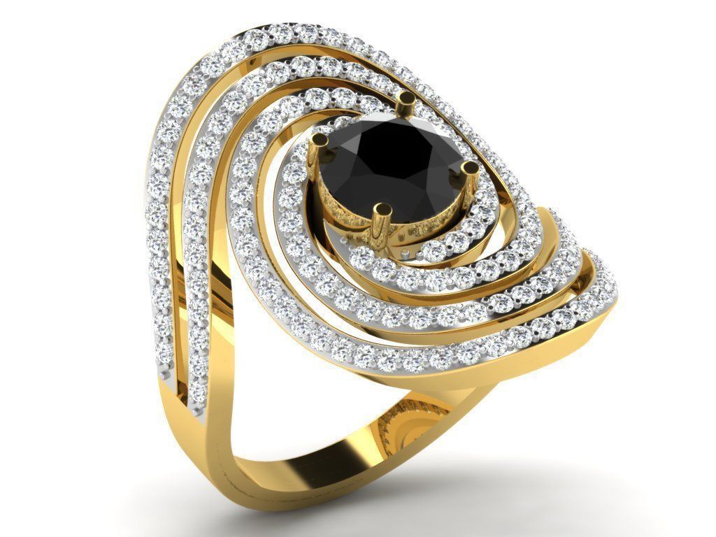 Ring Collection flower with diamonds 3D print model_132