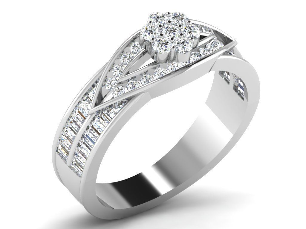 Ring Collection flower with diamonds 3D print model_64