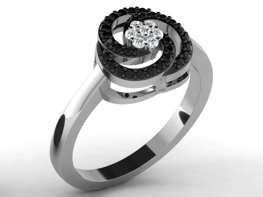 Ring Collection flower with diamonds 3D print model_137