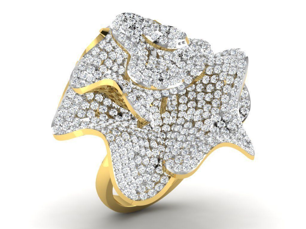 Ring Collection flower with diamonds 3D print model_70