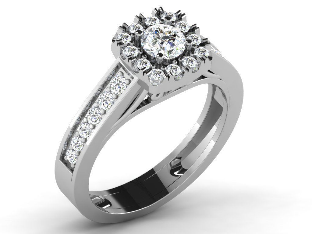 Ring Collection flower with diamonds 3D print model_141