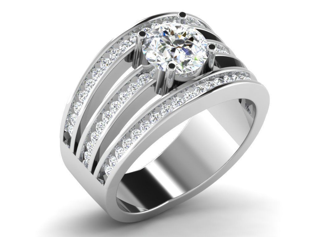 Ring Collection flower with diamonds 3D print model_67