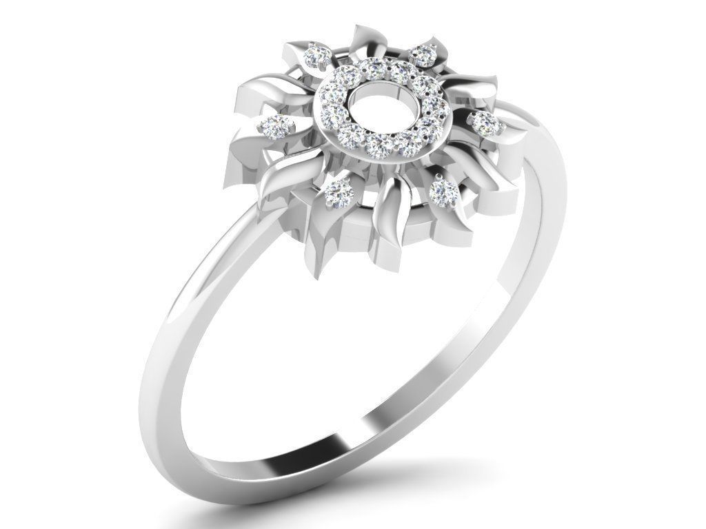 Ring Collection flower with diamonds 3D print model_17