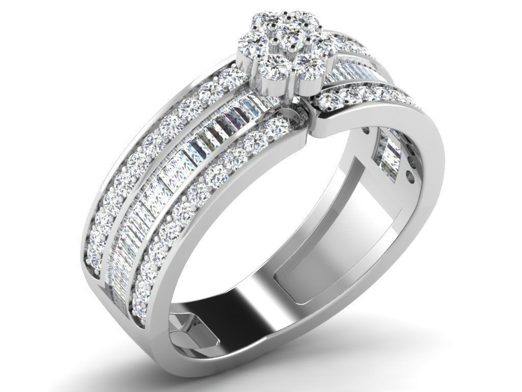 Ring Collection flower with diamonds 3D print model_58