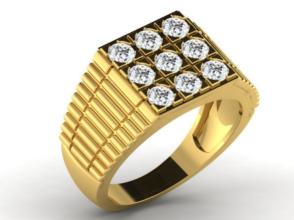 Ring Collection flower with diamonds 3D print model_120