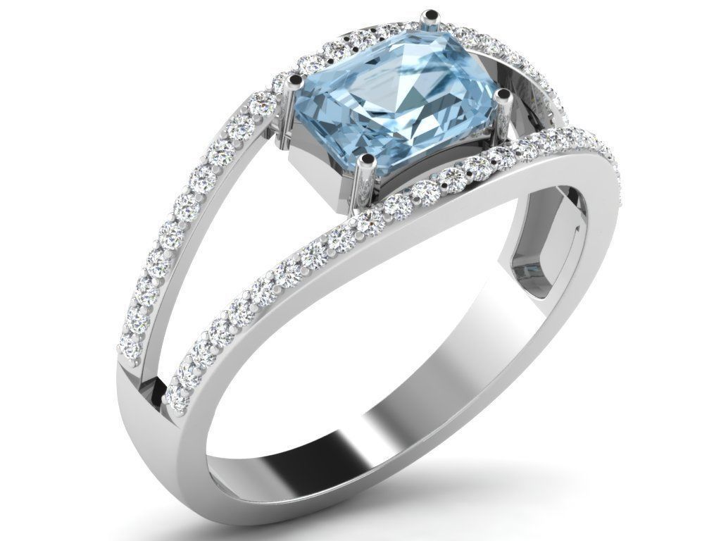 Ring Collection flower with diamonds 3D print model_104