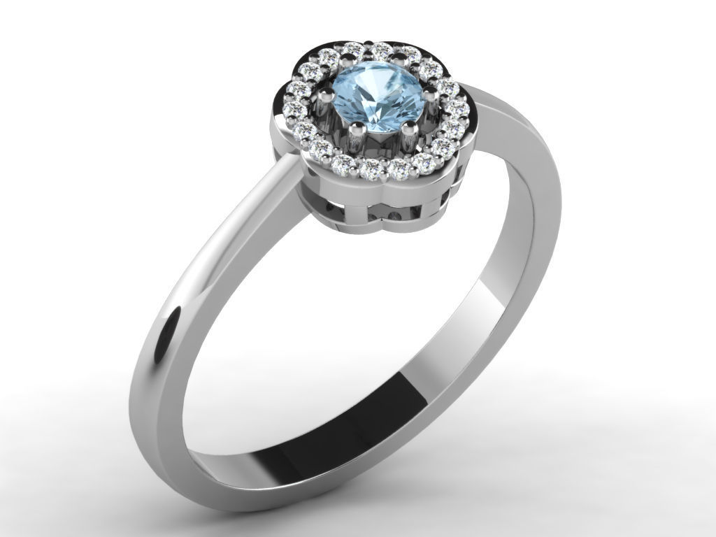 Ring Collection flower with diamonds 3D print model_111