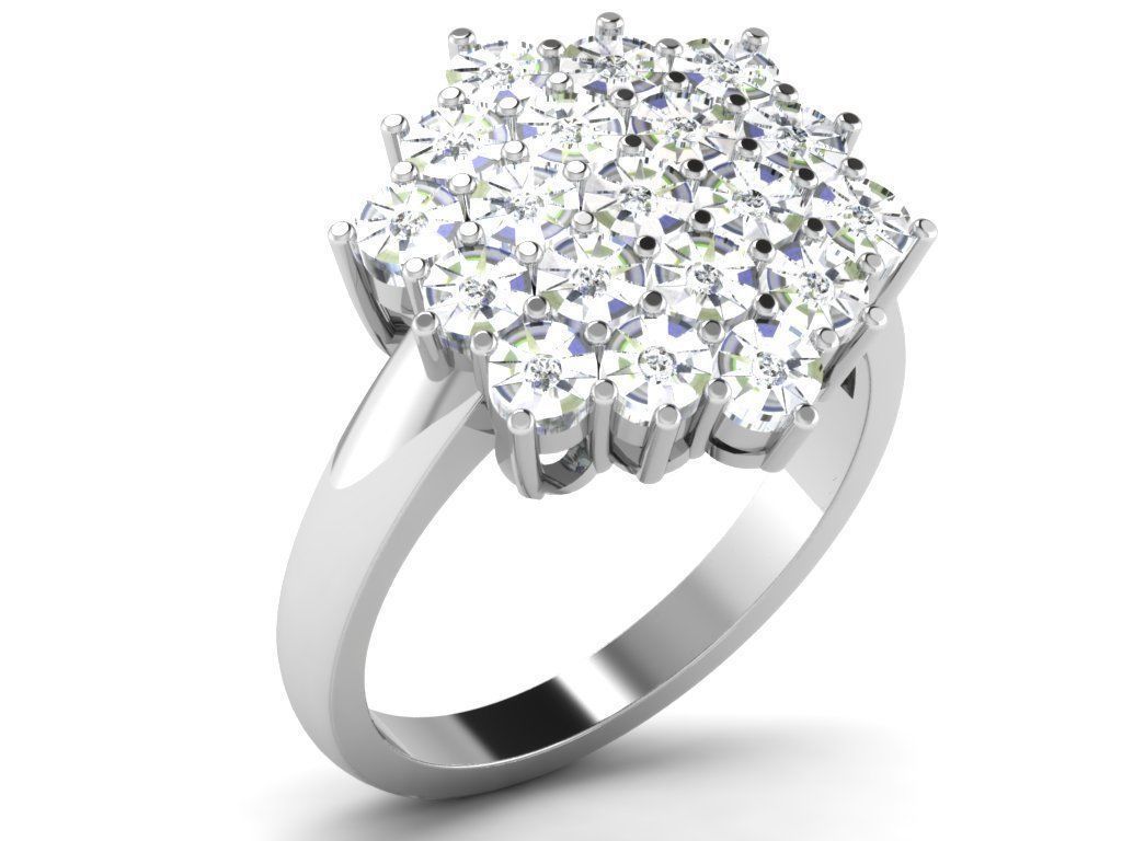 Ring Collection flower with diamonds 3D print model_99