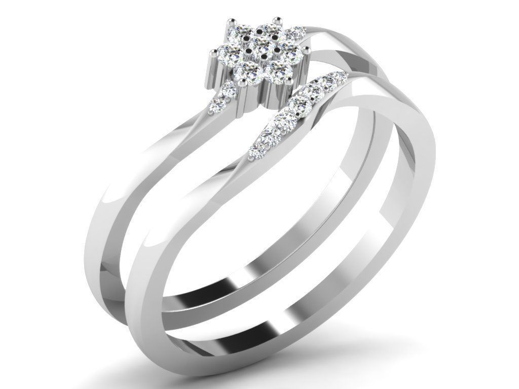 Ring Collection flower with diamonds 3D print model_53