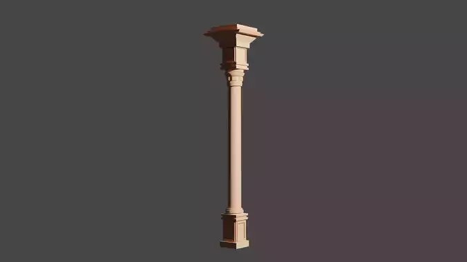 Column Low-poly 3D model wooden Low-poly 3D model