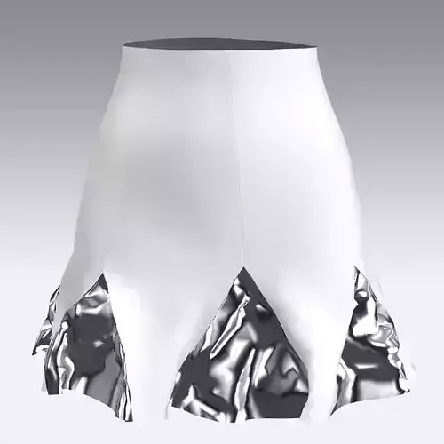 WHITE AND METALIC RUFFLED SKIRT ELEGANCE