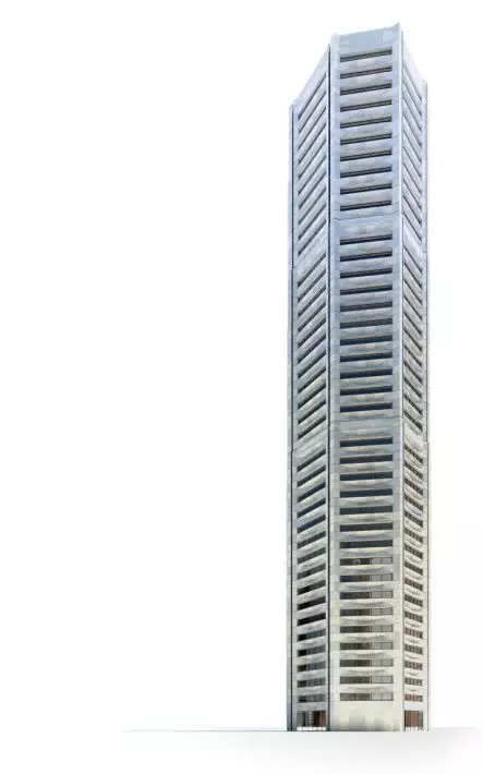 Graphic Eerie Gray Bat House Skyscraper Building 3D model_0