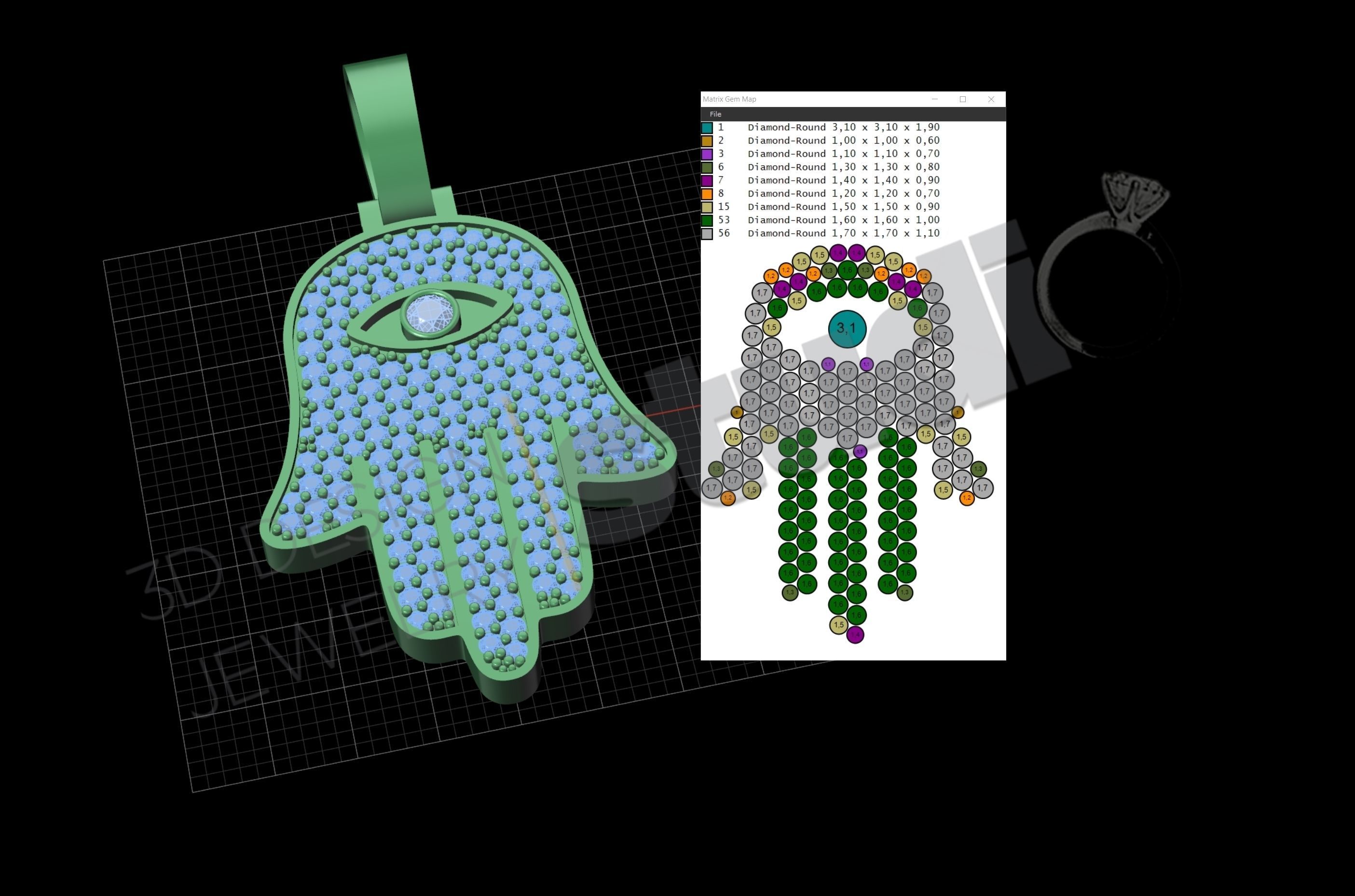 Egyptian Hand Hamsa pendant in 3 different designs  3D print model_9