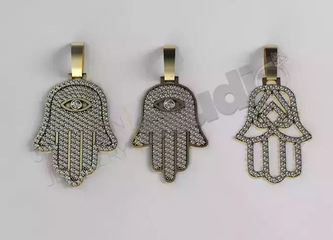 Egyptian Hand Hamsa pendant in 3 different designs 