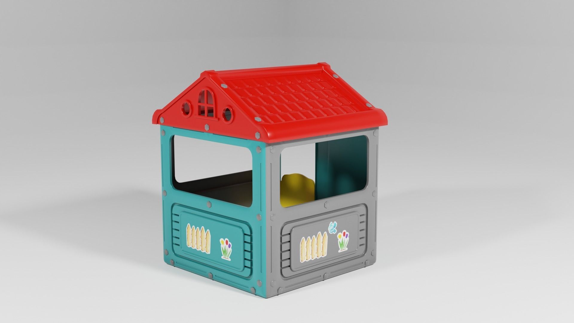 Colorful kids playhouse toy house S Low-poly 3D model_1