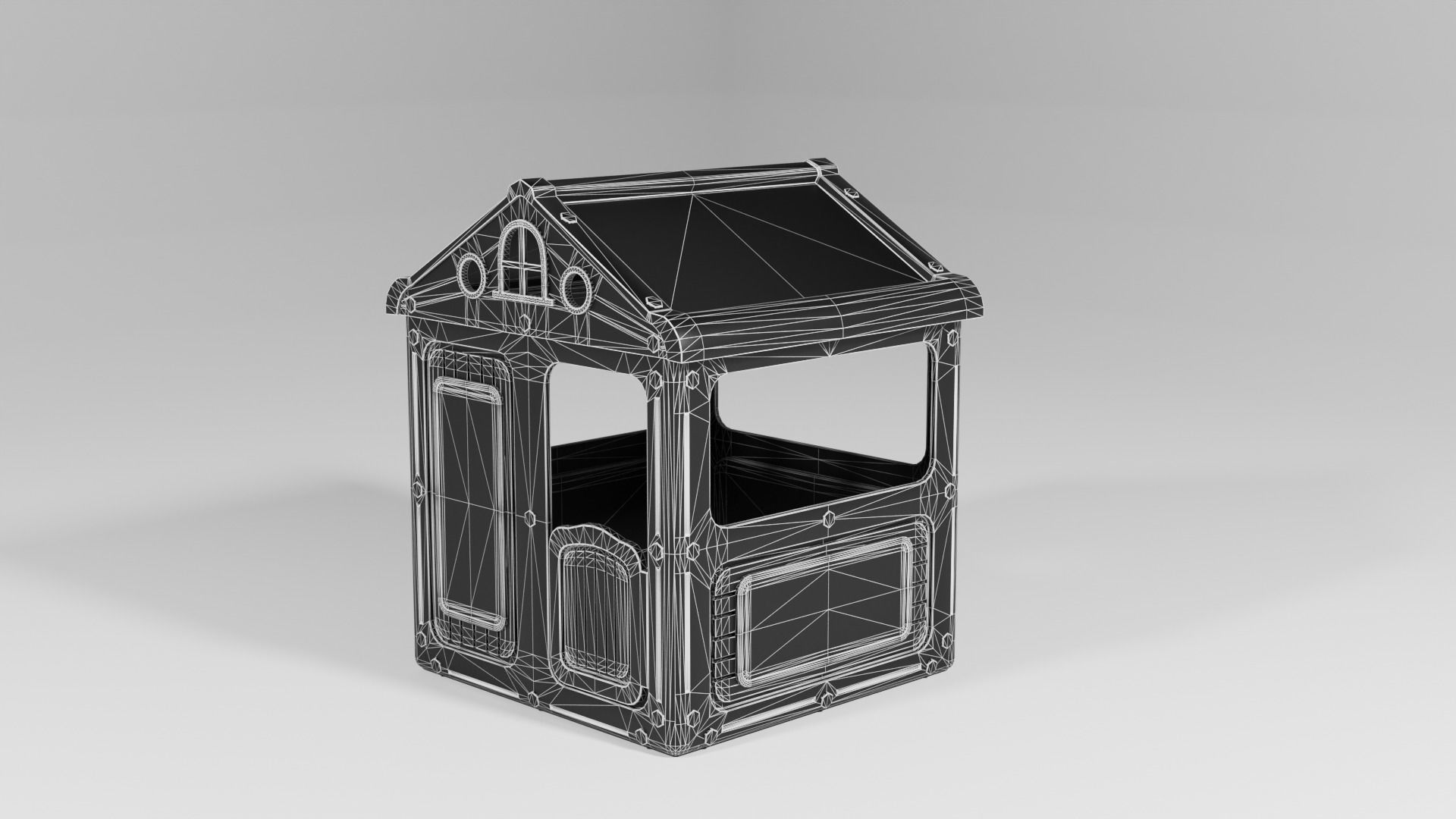 Colorful kids playhouse toy house S Low-poly 3D model_5