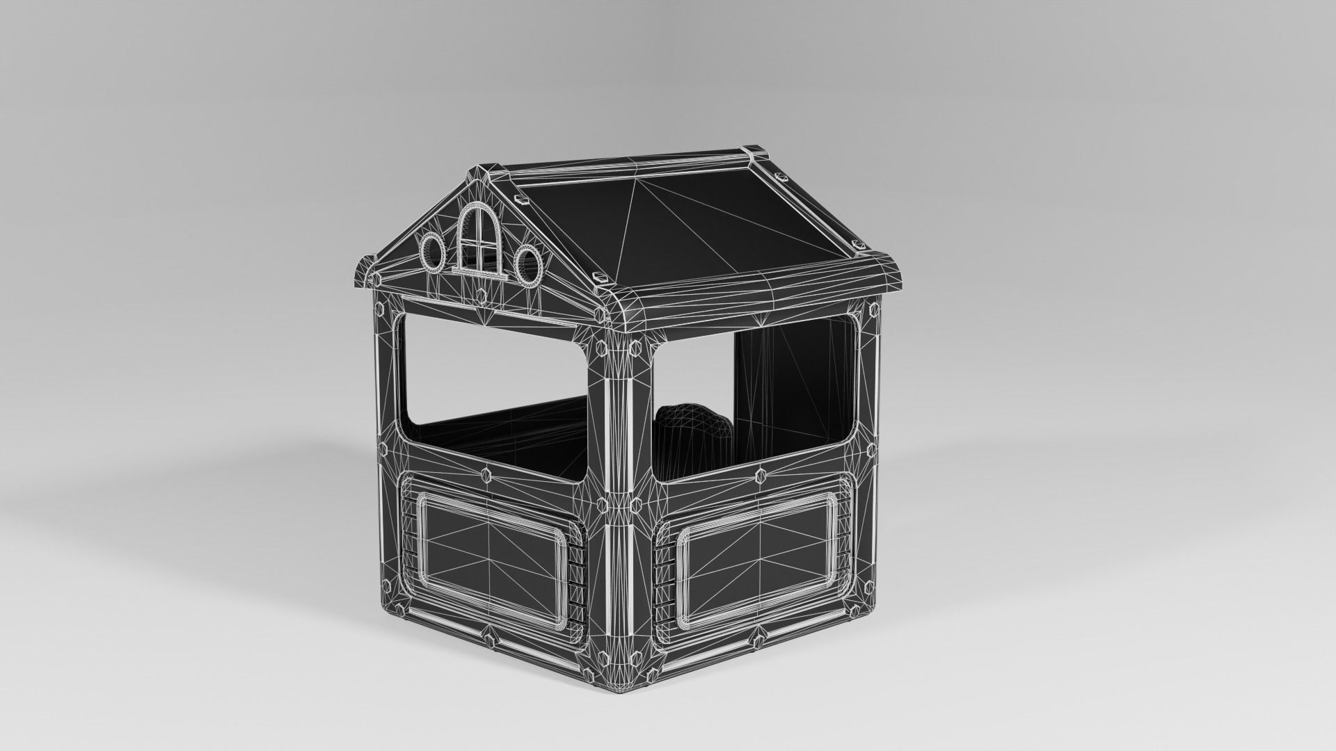 Colorful kids playhouse toy house S Low-poly 3D model_6