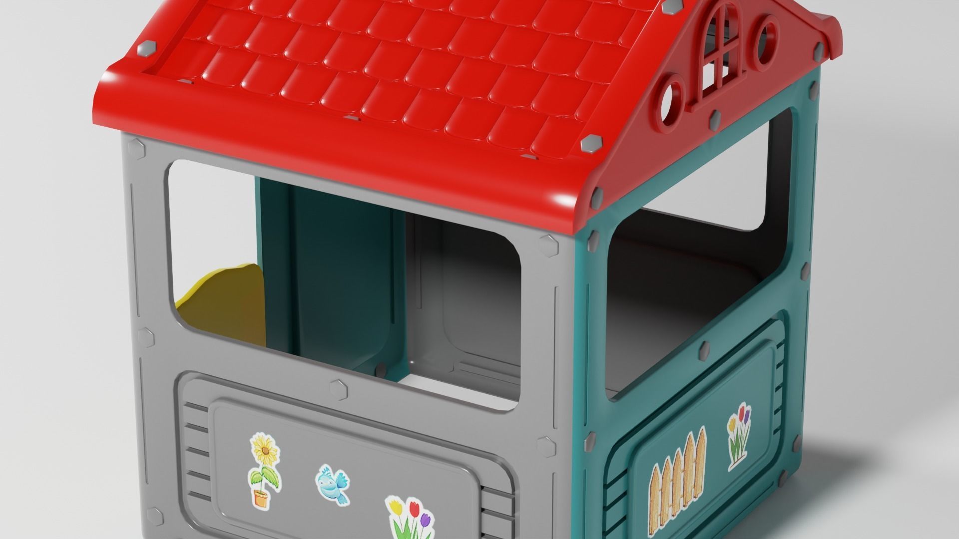 Colorful kids playhouse toy house S Low-poly 3D model_4