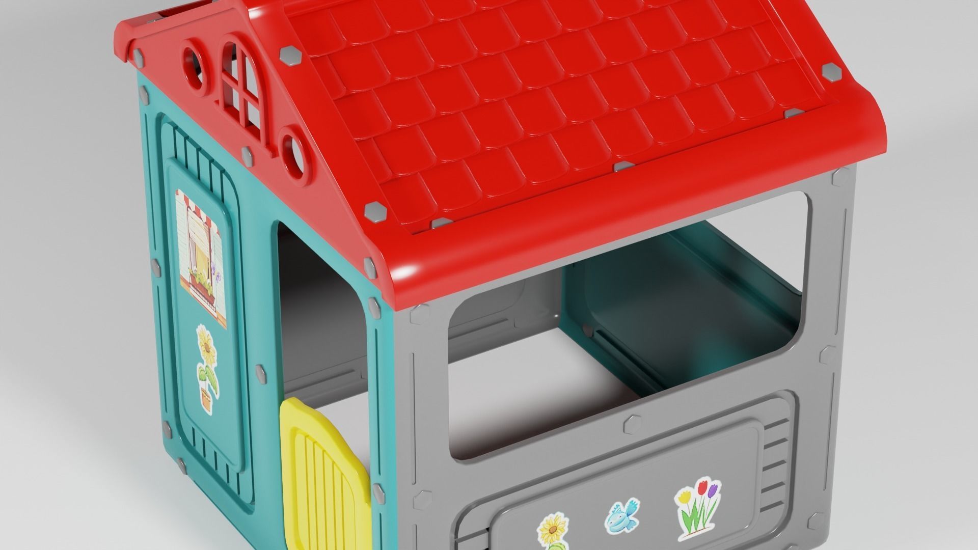 Colorful kids playhouse toy house S Low-poly 3D model_3