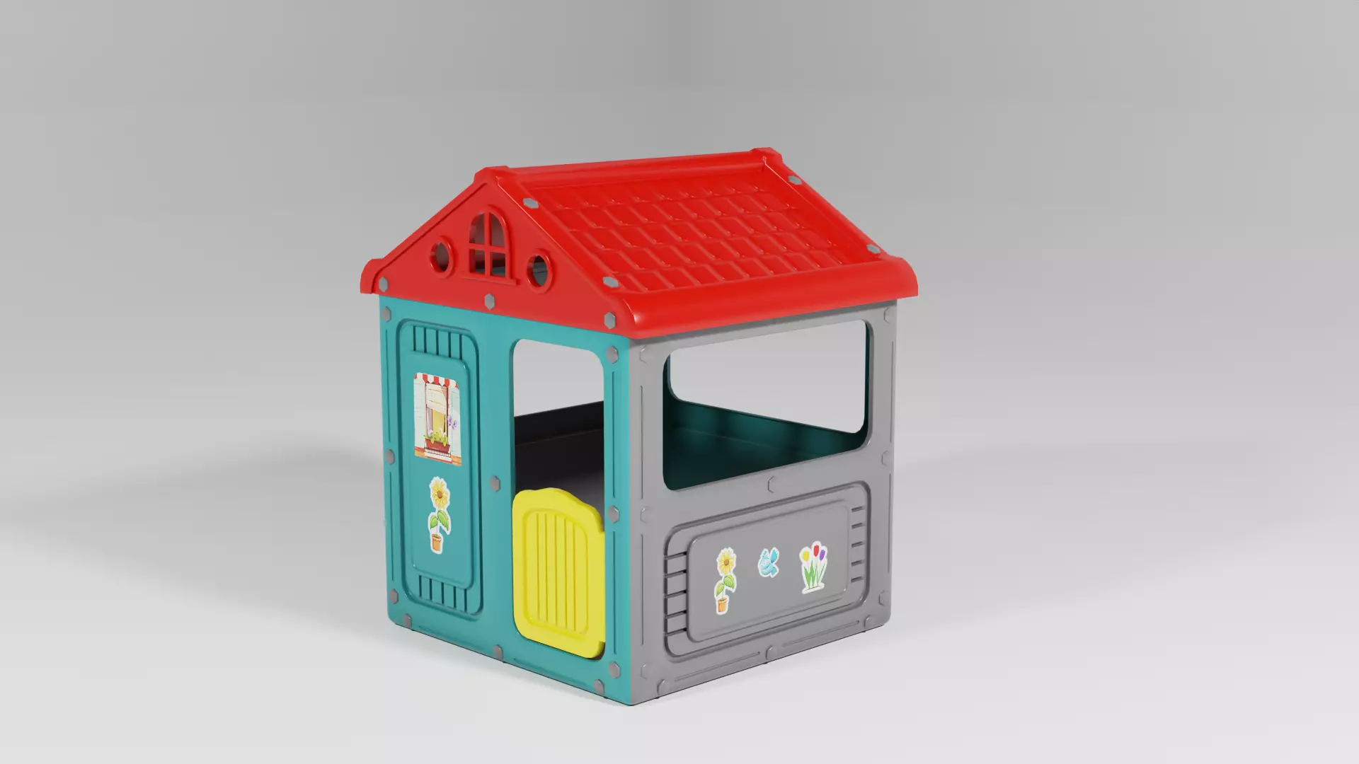 Colorful kids playhouse toy house S Low-poly 3D model_0