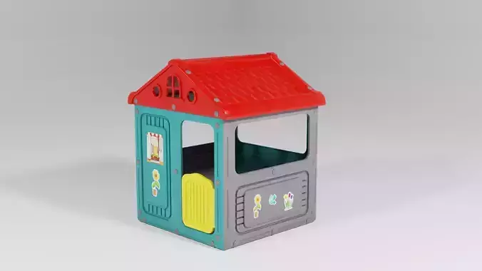 Colorful kids playhouse toy house  S Low-poly 3D model