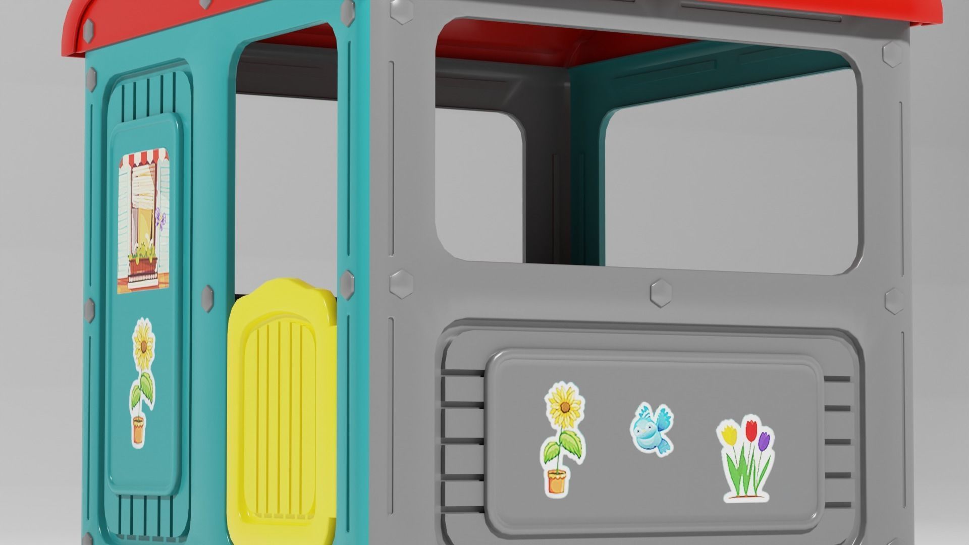 Colorful kids playhouse toy house S Low-poly 3D model_2