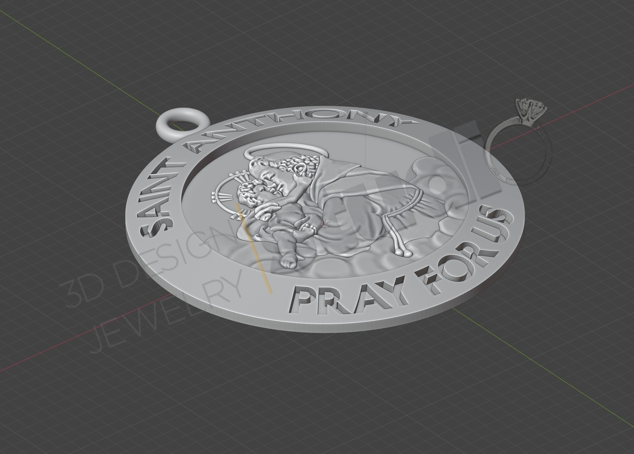 Saint Anthony pendant 3d model 3D print model_5