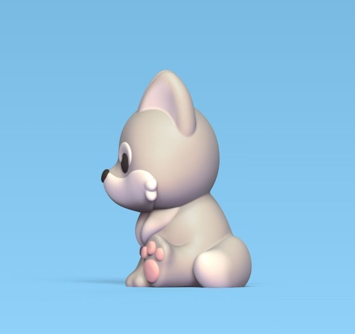 Sitting Wolf 3D print model_2