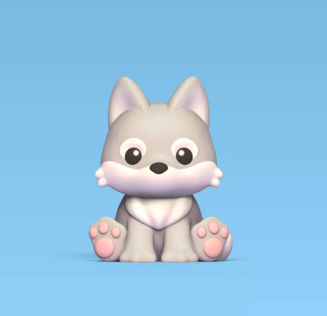 Sitting Wolf 3D print model_0