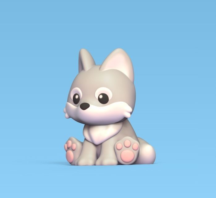 Sitting Wolf 3D print model_1