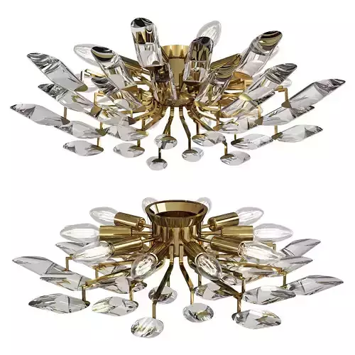 Palwa Sunburst Gilt Metal Flush Mount