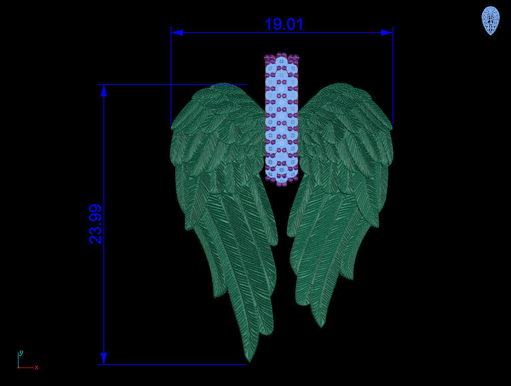 Angel wings pendant 3D print model_4