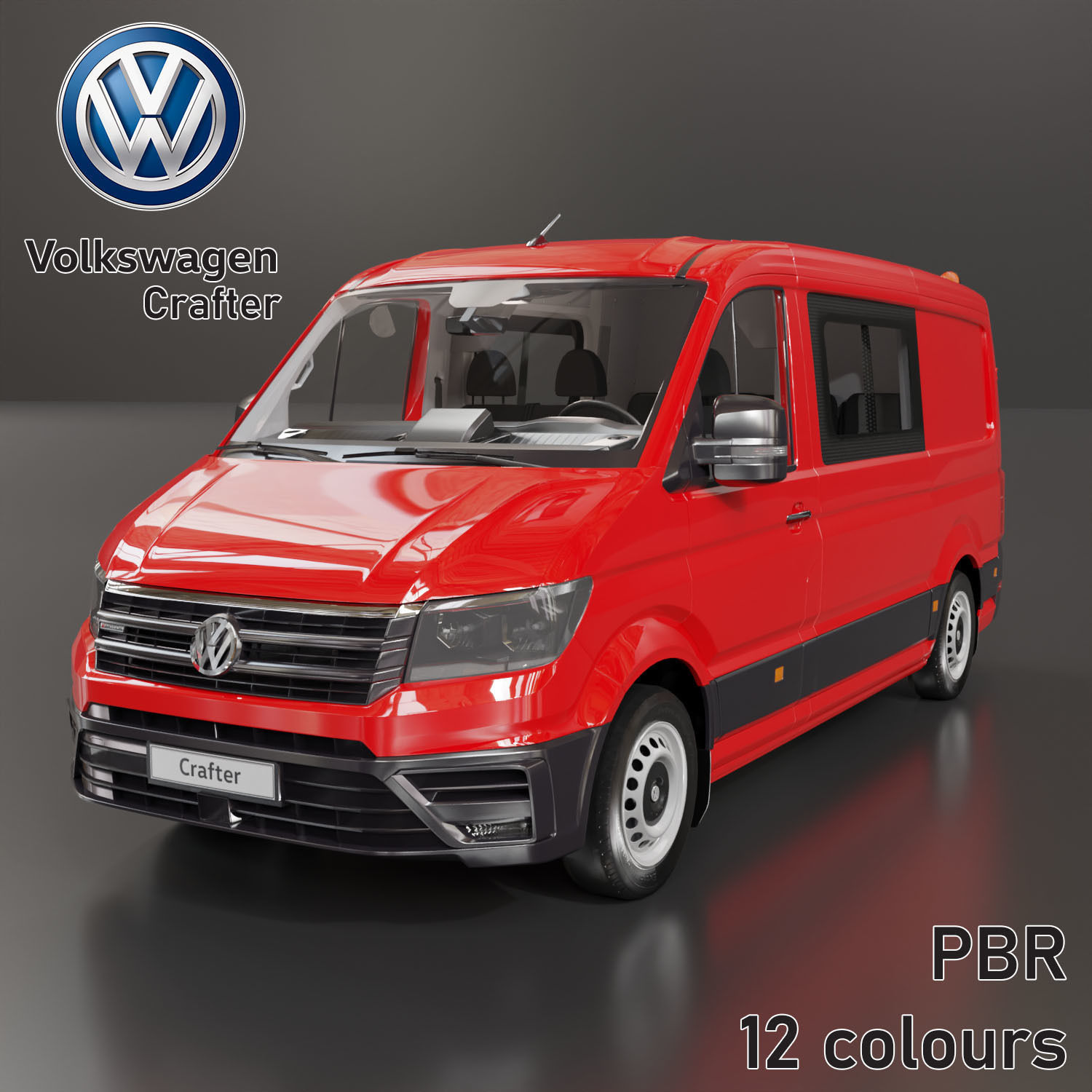 Volkswagen Crafter 12 colours Low-poly 3D model_4