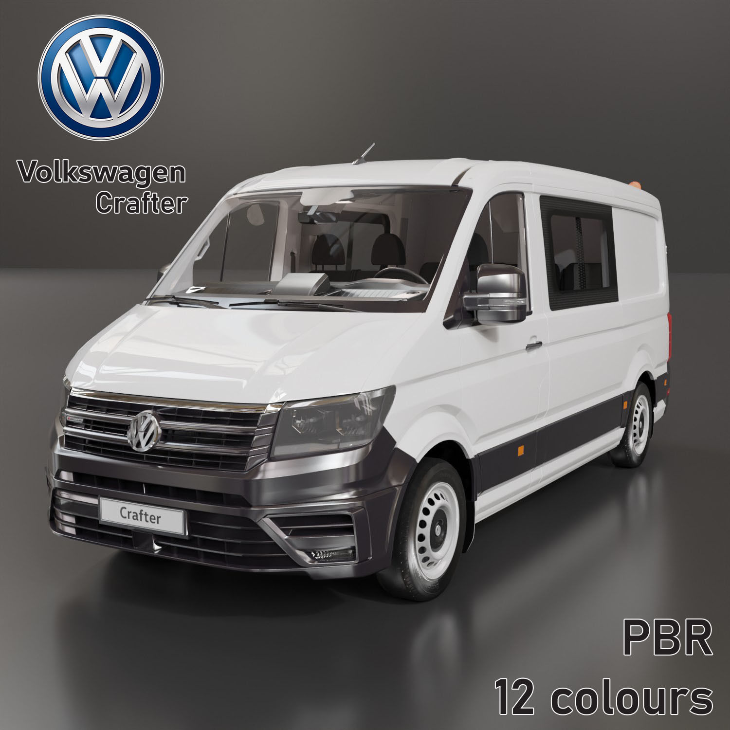 Volkswagen Crafter 12 colours Low-poly 3D model_2