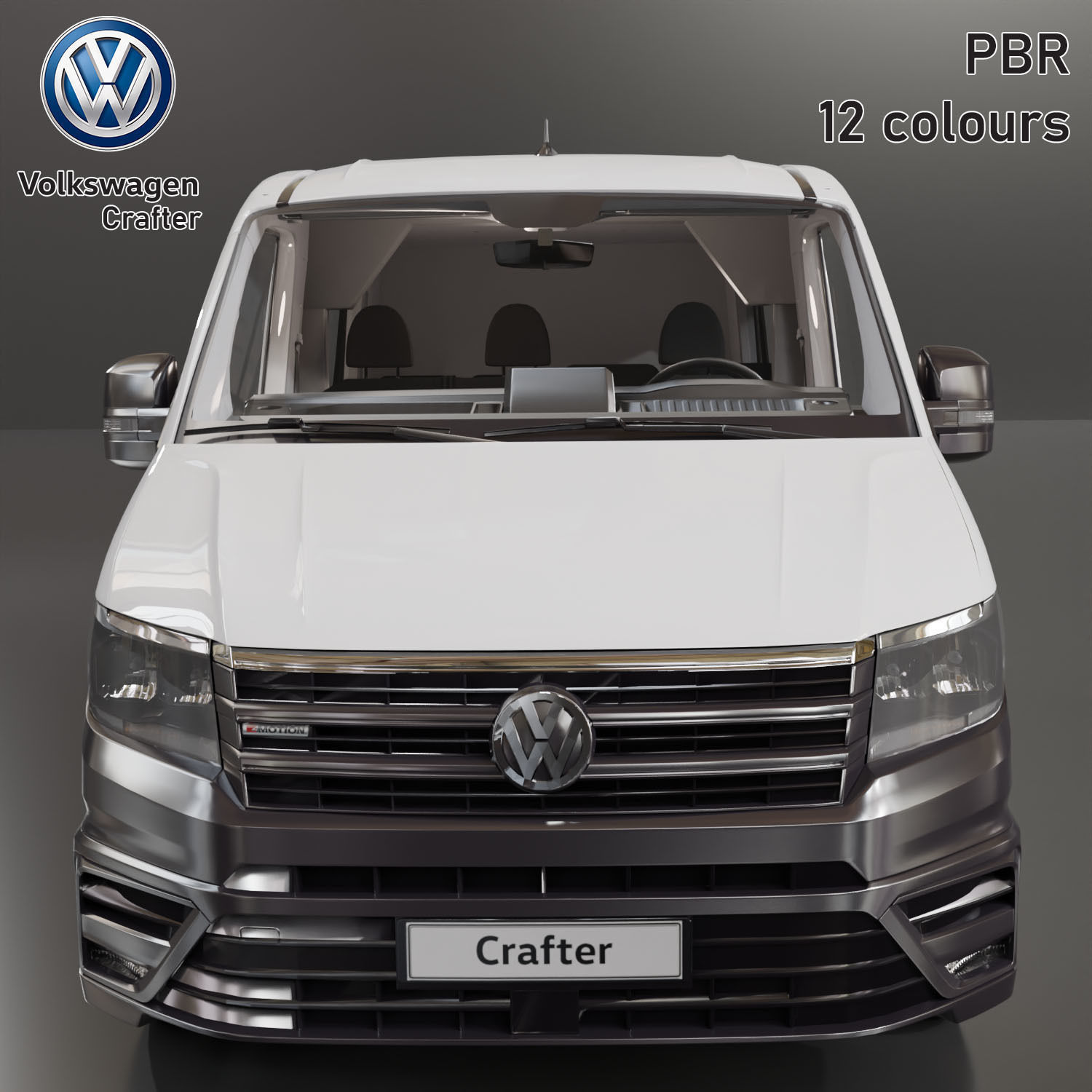 Volkswagen Crafter 12 colours Low-poly 3D model_6