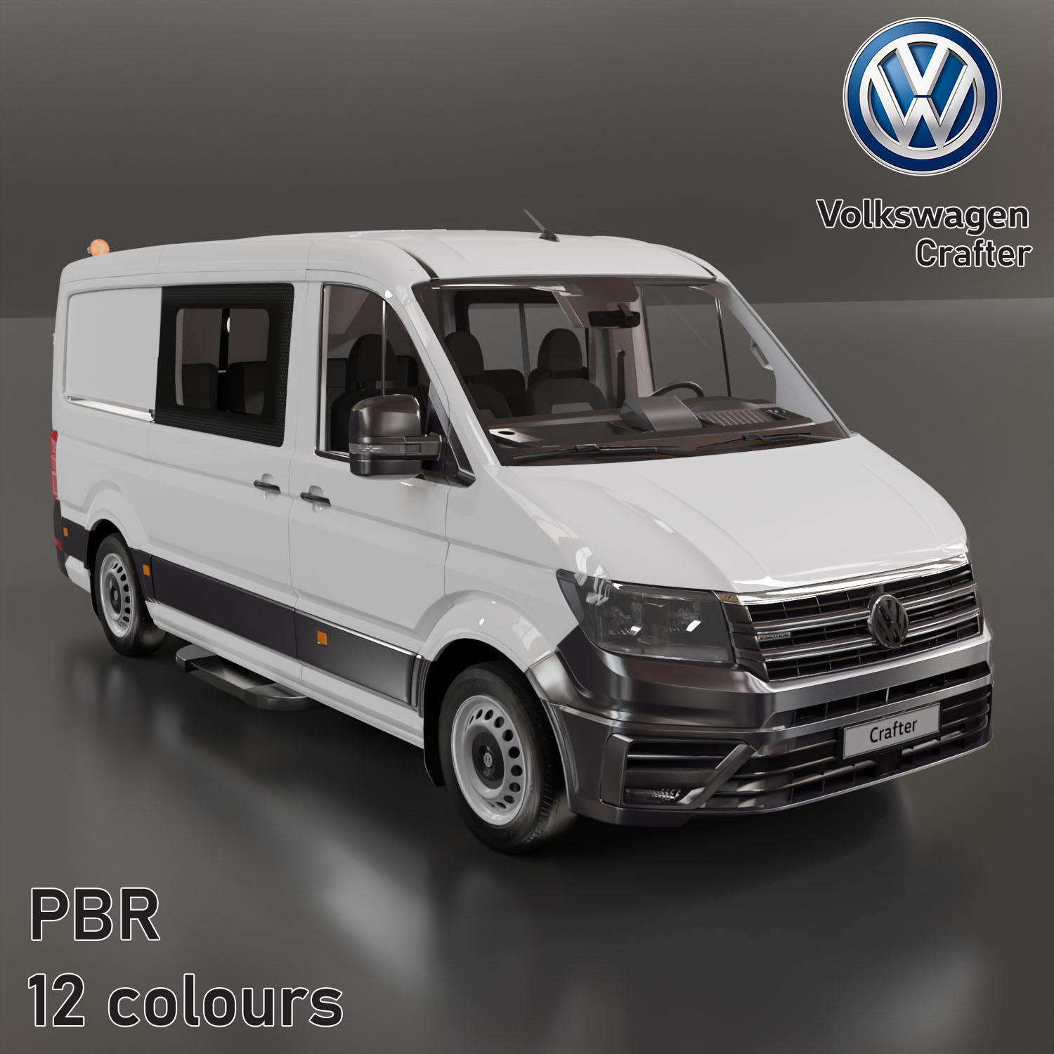 Volkswagen Crafter 12 colours Low-poly 3D model_7