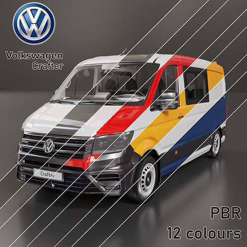 Volkswagen Crafter 12 colours  Low-poly 3D model