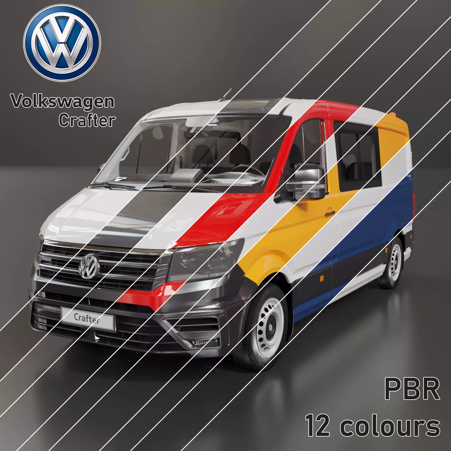 Volkswagen Crafter 12 colours Low-poly 3D model_0