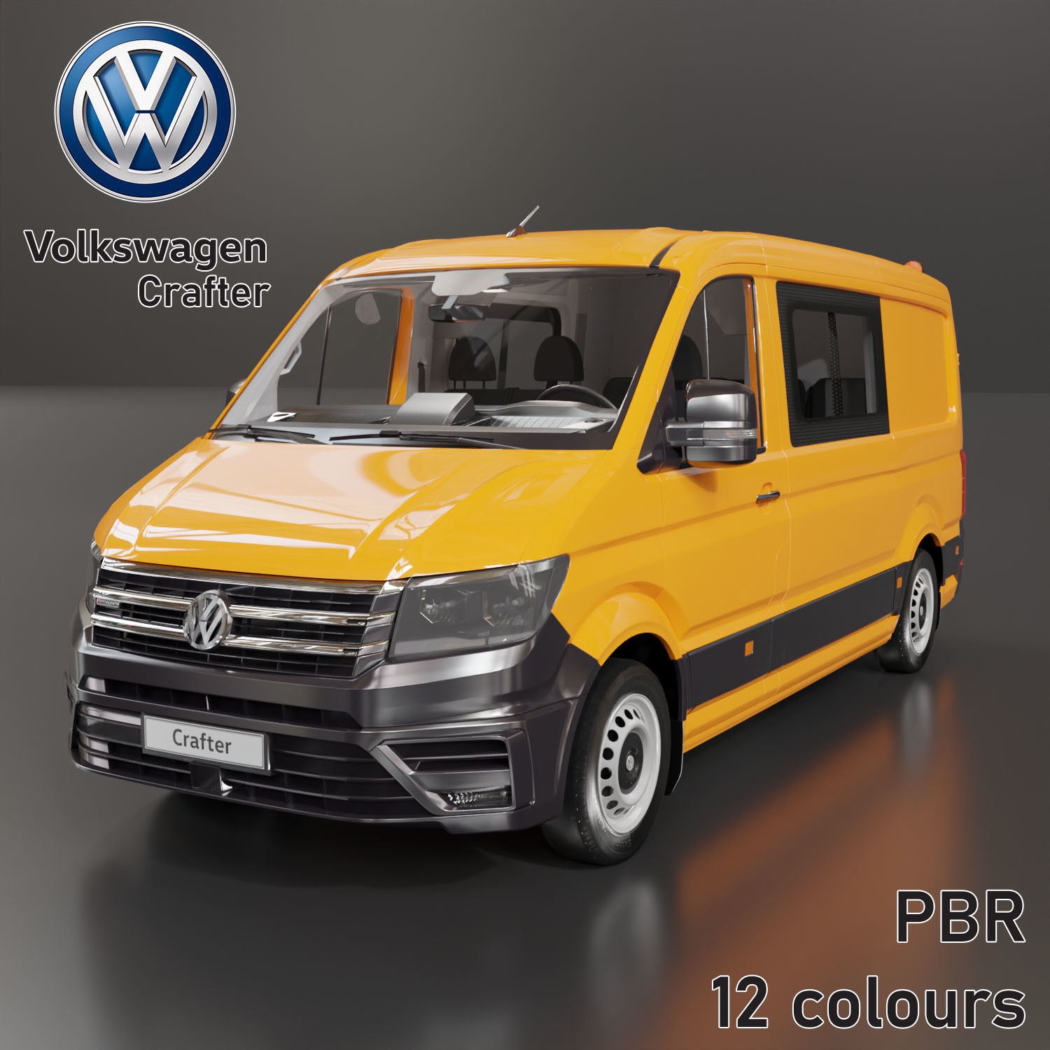 Volkswagen Crafter 12 colours Low-poly 3D model_1