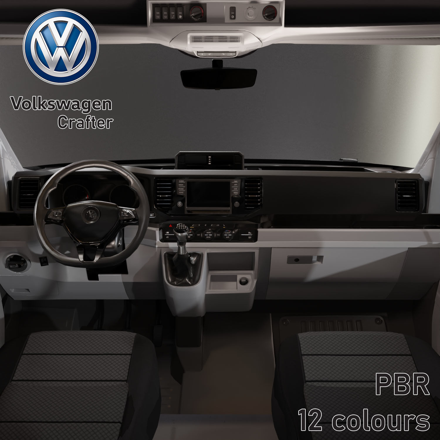 Volkswagen Crafter 12 colours Low-poly 3D model_9